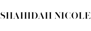 Black text 'SHAHIDAH NICOLE' on a transparent background